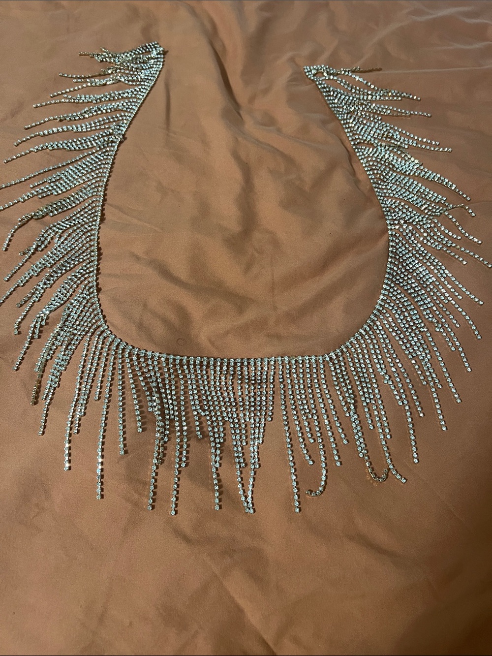 Crystal Fringe Statement Necklace - Silver